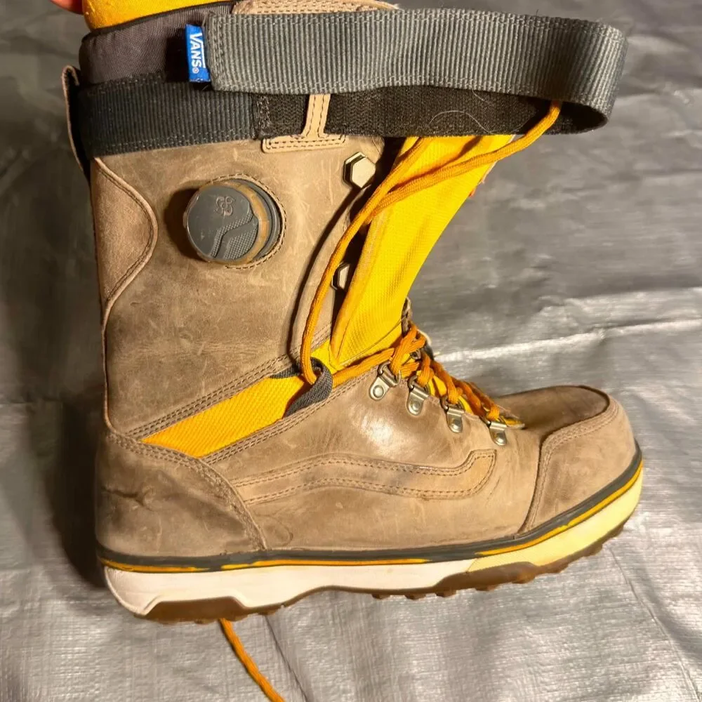 Vans Infuse Snowboard Boots Mens Size 11 Brown Yellow Hybrid BOA Leather RECCO